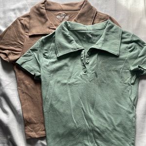 Two cropped Hollister collared tops